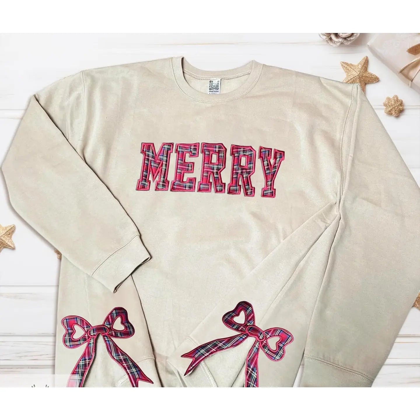 Merry Bow Embroidered Sweatshirt - PREORDER