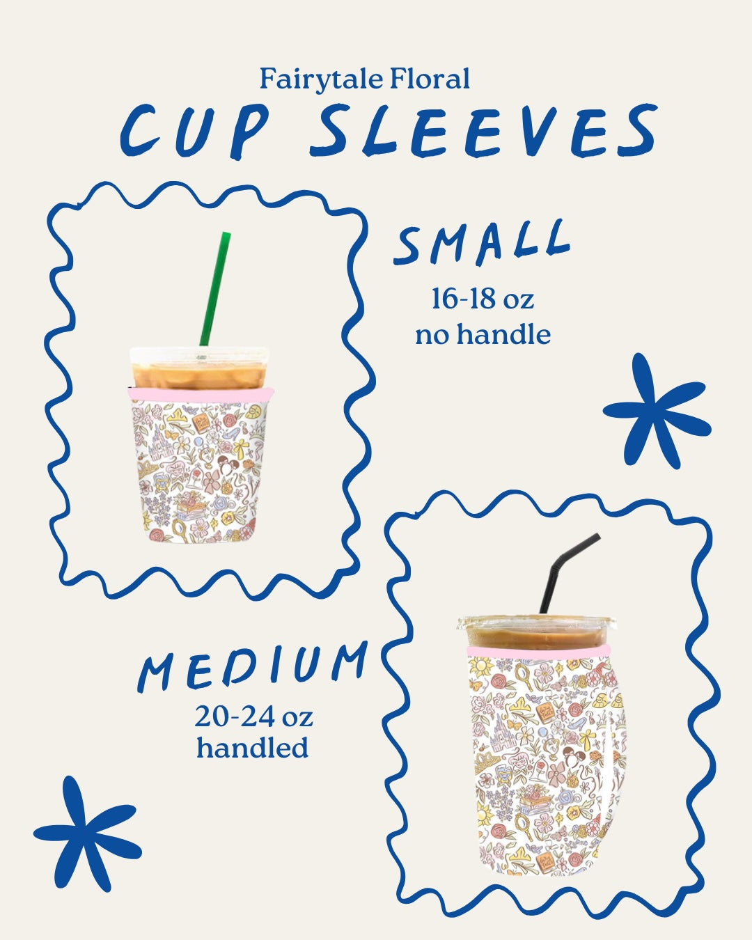 Fairytale Floral Cup Sleeve- White & Floral