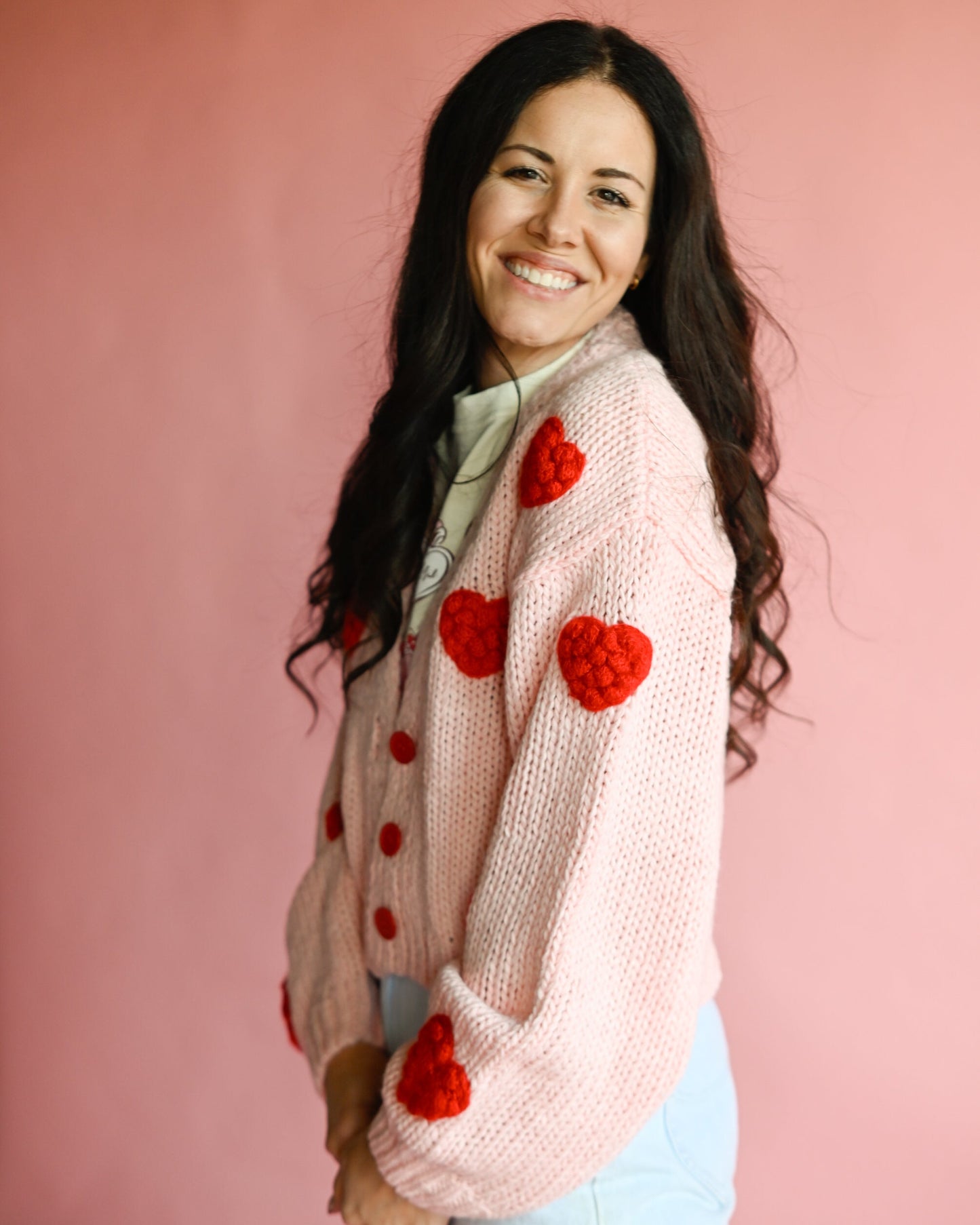 Pink Heart Cardigan