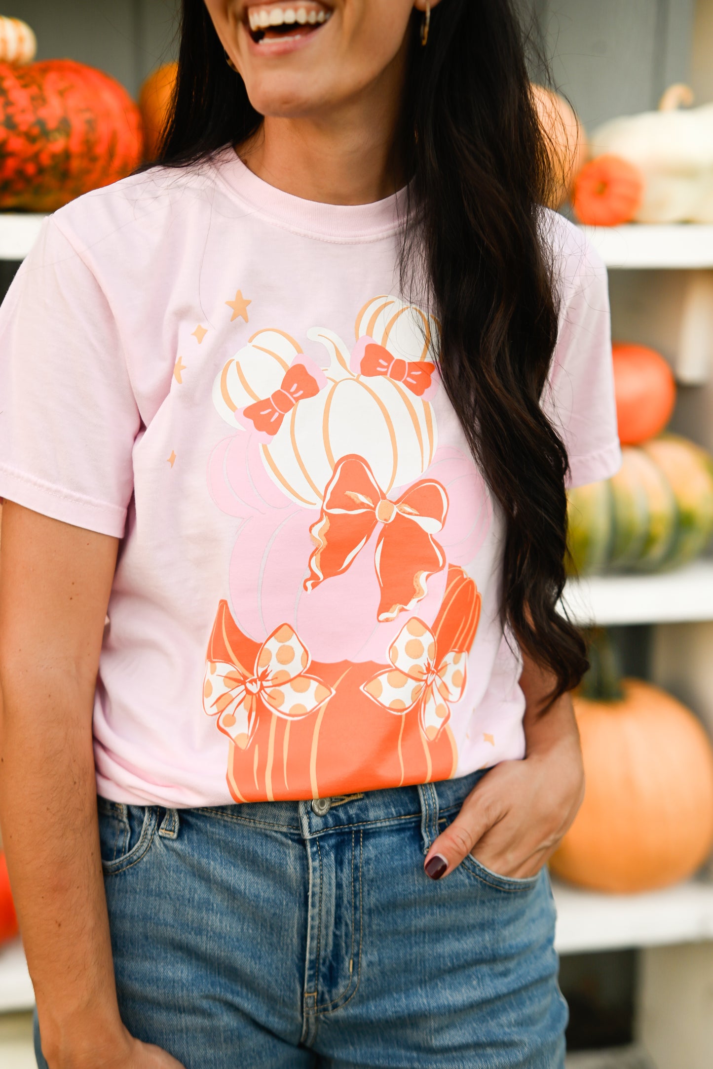 Pumpkin Bow Stack CC Tee - S, M, XL, 4XL