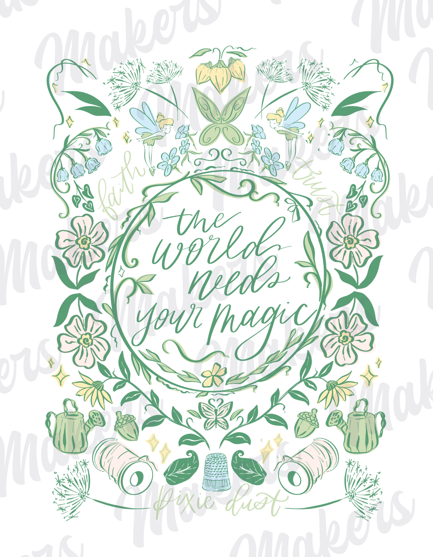 Faith and Trust Floral Art Print - 5x7 - PREORDER
