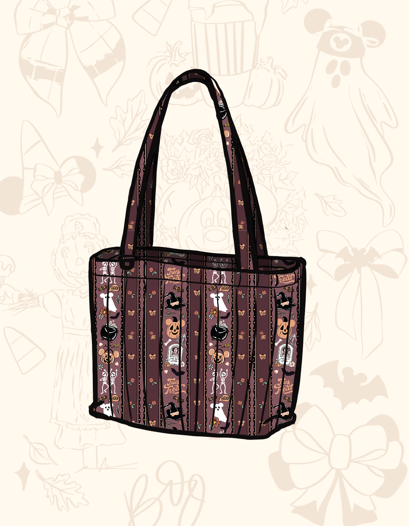 Fall Classic Quilted Tote - Trick or Treat Stripe - PREORDER
