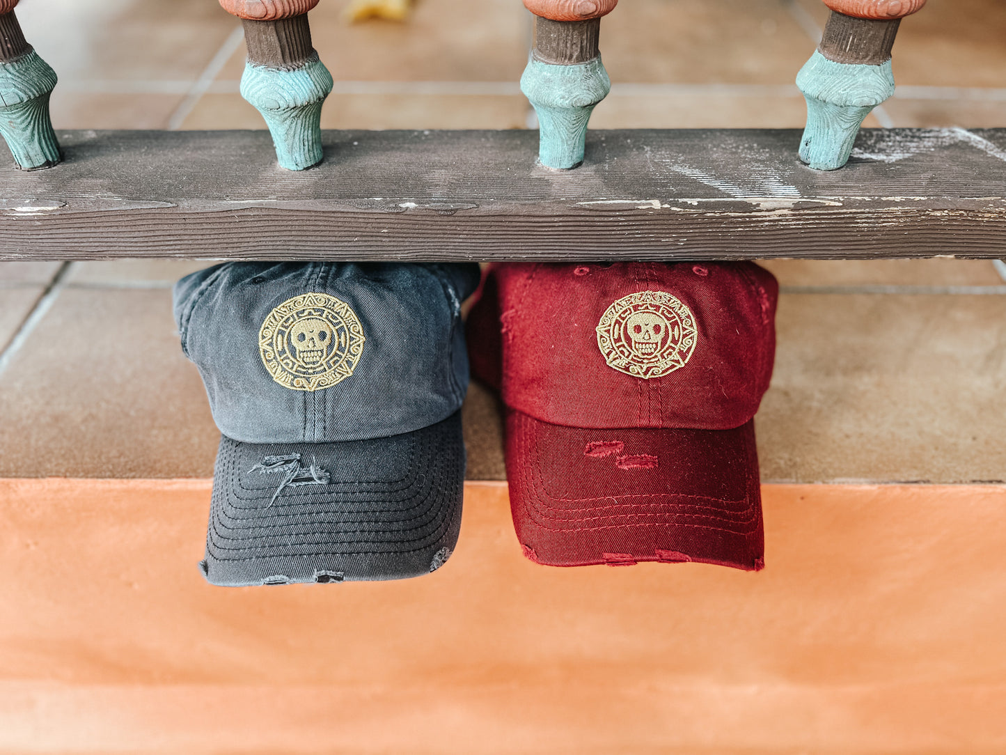 Pirate Medallion- Maroon Distressed Hat