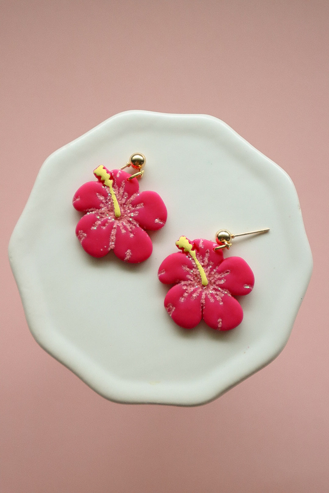 Hibiscus Dangle Earrings - Opal & Rain