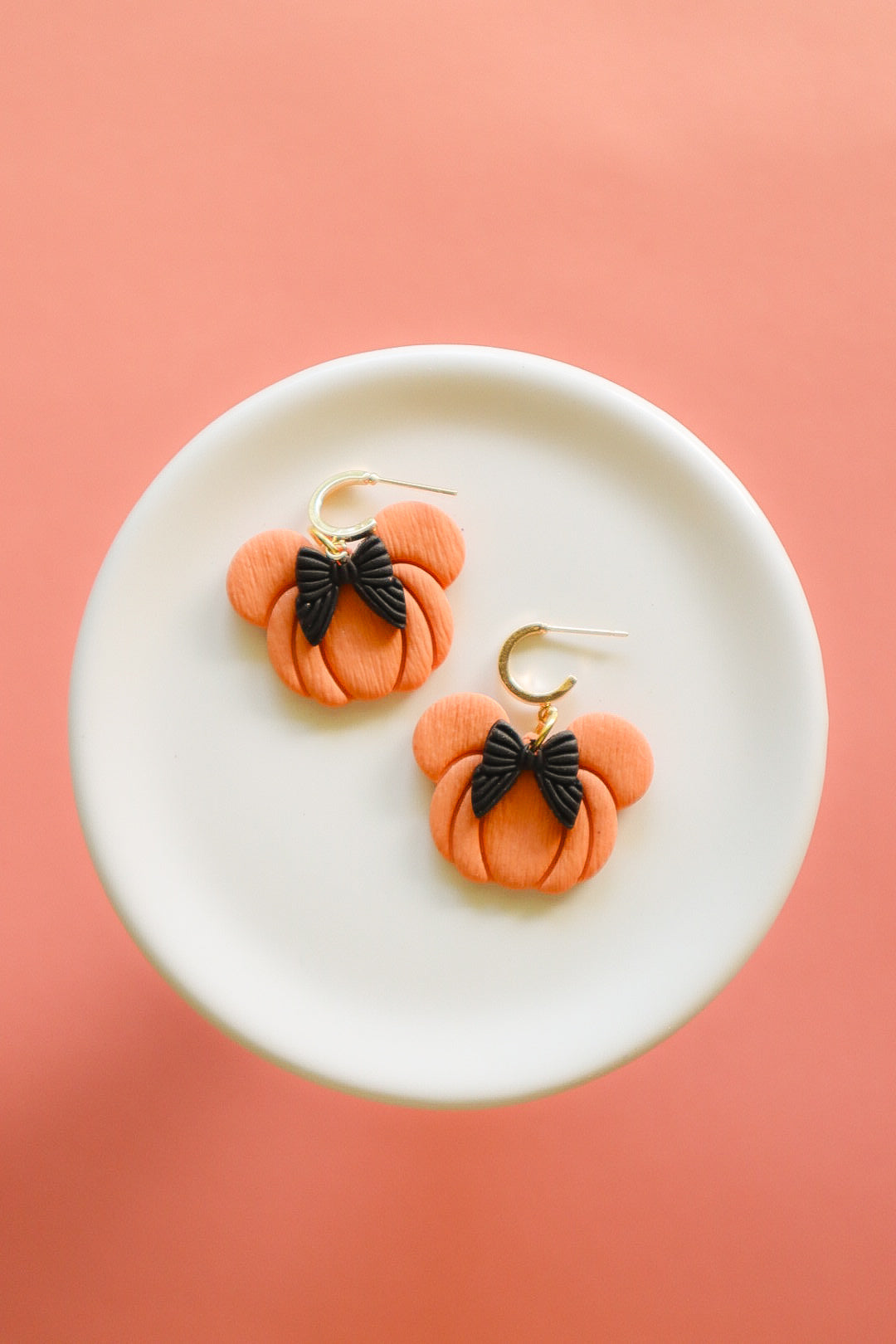 Orange Pumpkin Bow Earrings - Opal & Rain