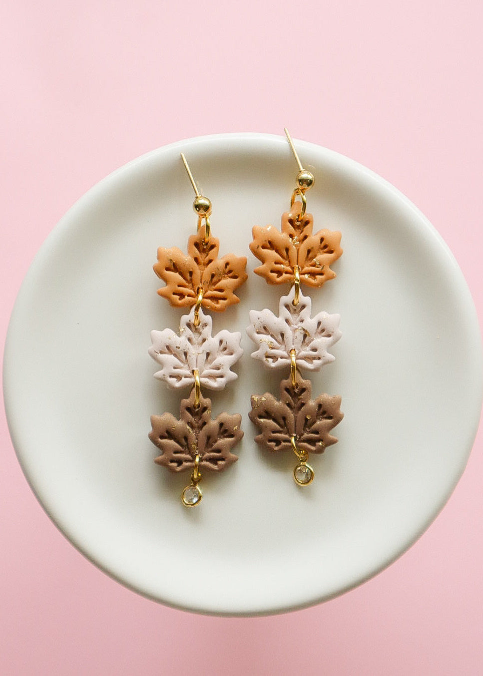 Leaf Trio Dangle Earrings - Opal & Rain