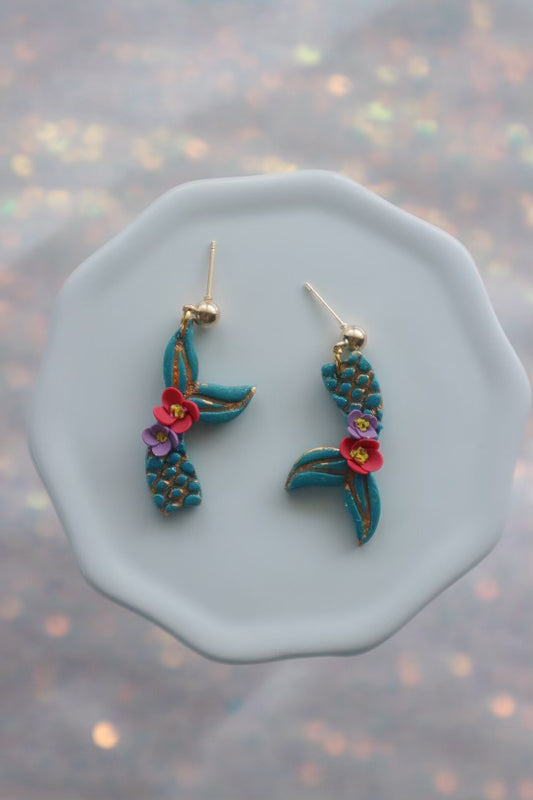 Mermaid Tail Dangle Earrings - Opal & Rain - PREORDER