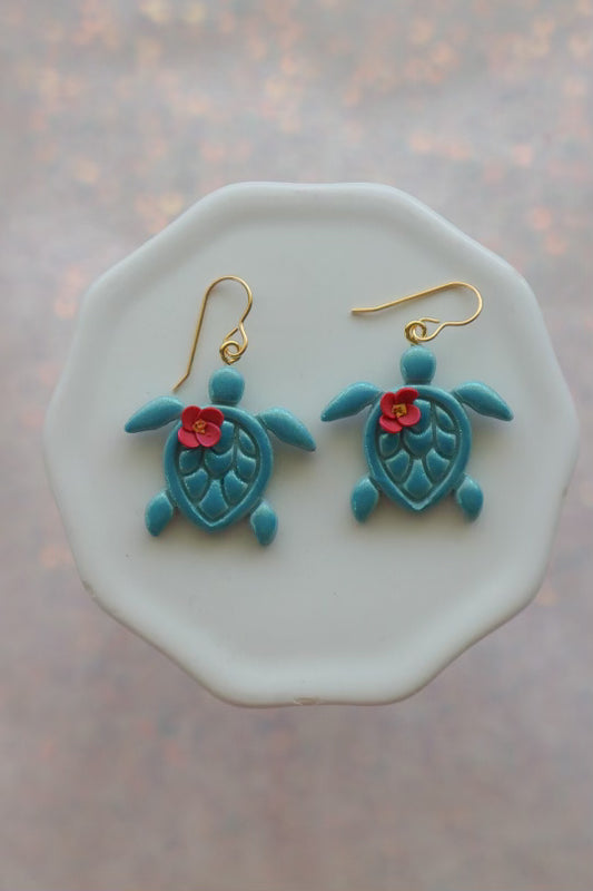 Turtle Dangle Earrings - Opal & Rain - PREORDER