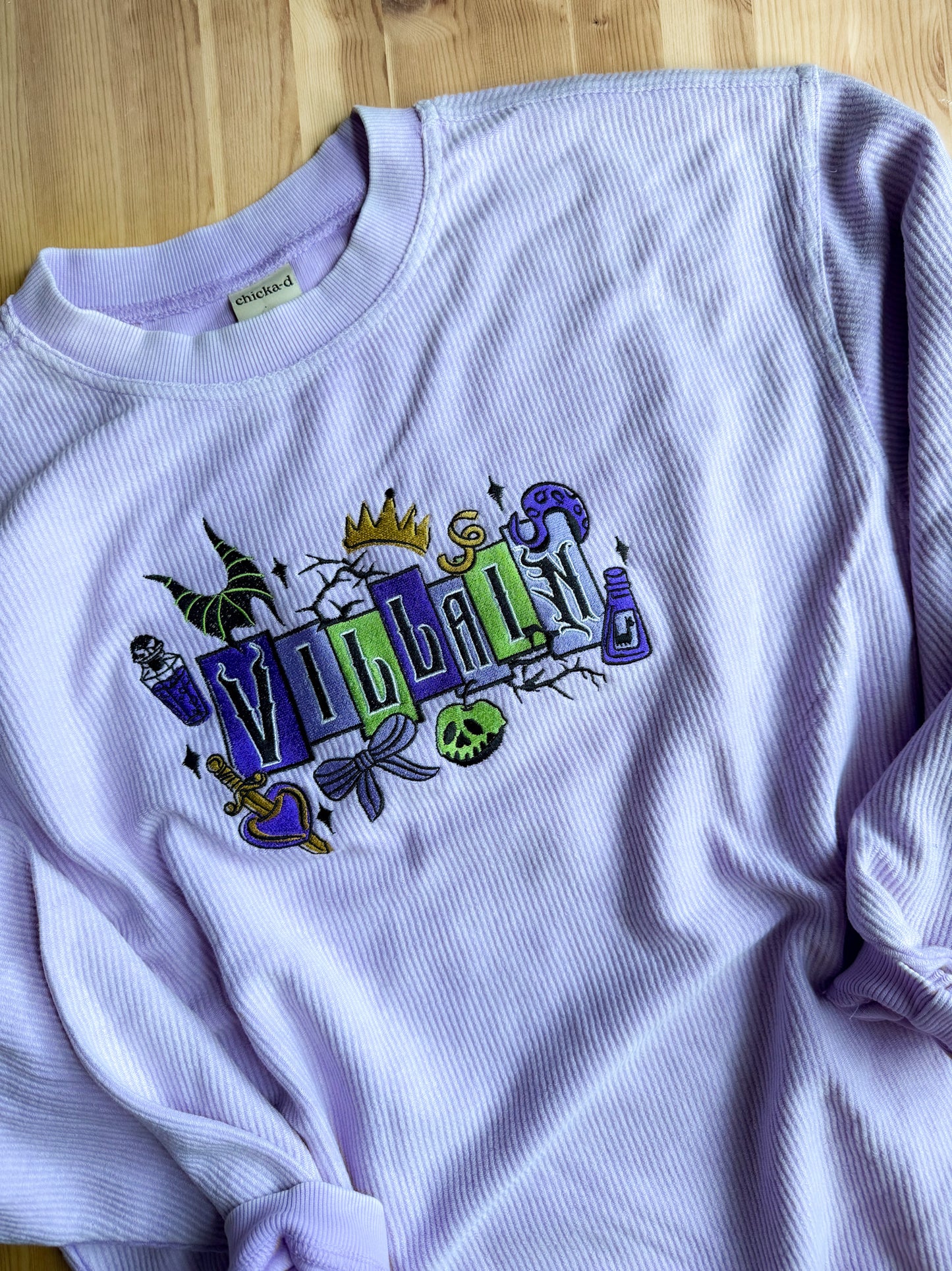 Villainous Embroidered Corded Sweatshirt - Lilac Purple - PREORDER