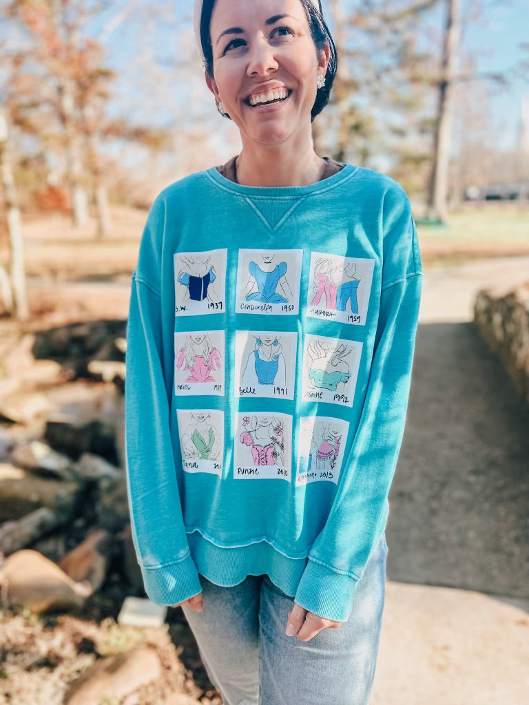Polaroid Princess Colorful Hi Low Pullover - Carribean - S