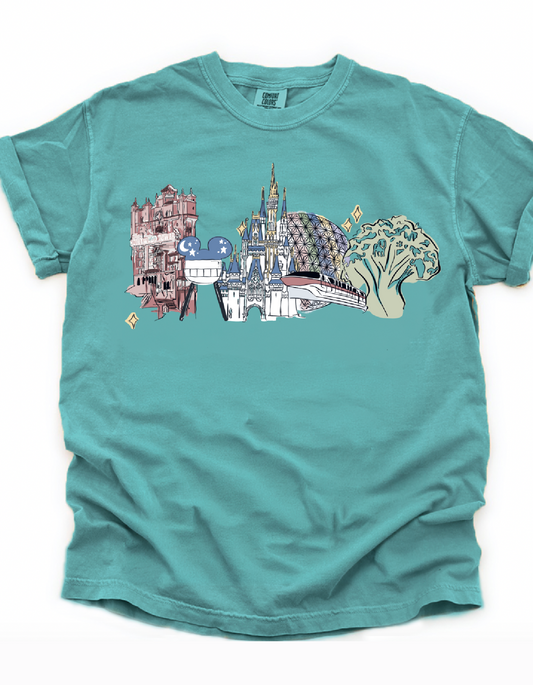 Four Parks Skyline CC Tee - Seafoam - PREORDER