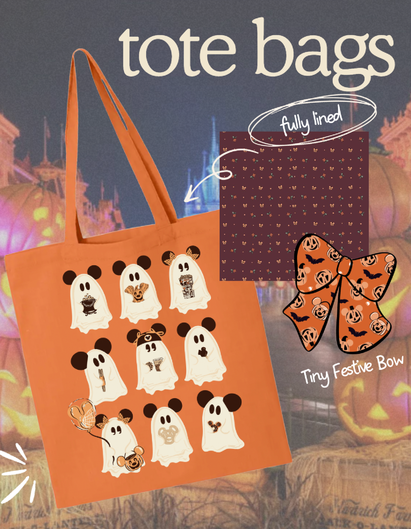 Fall Ghost Tote - Orange - PREORDER