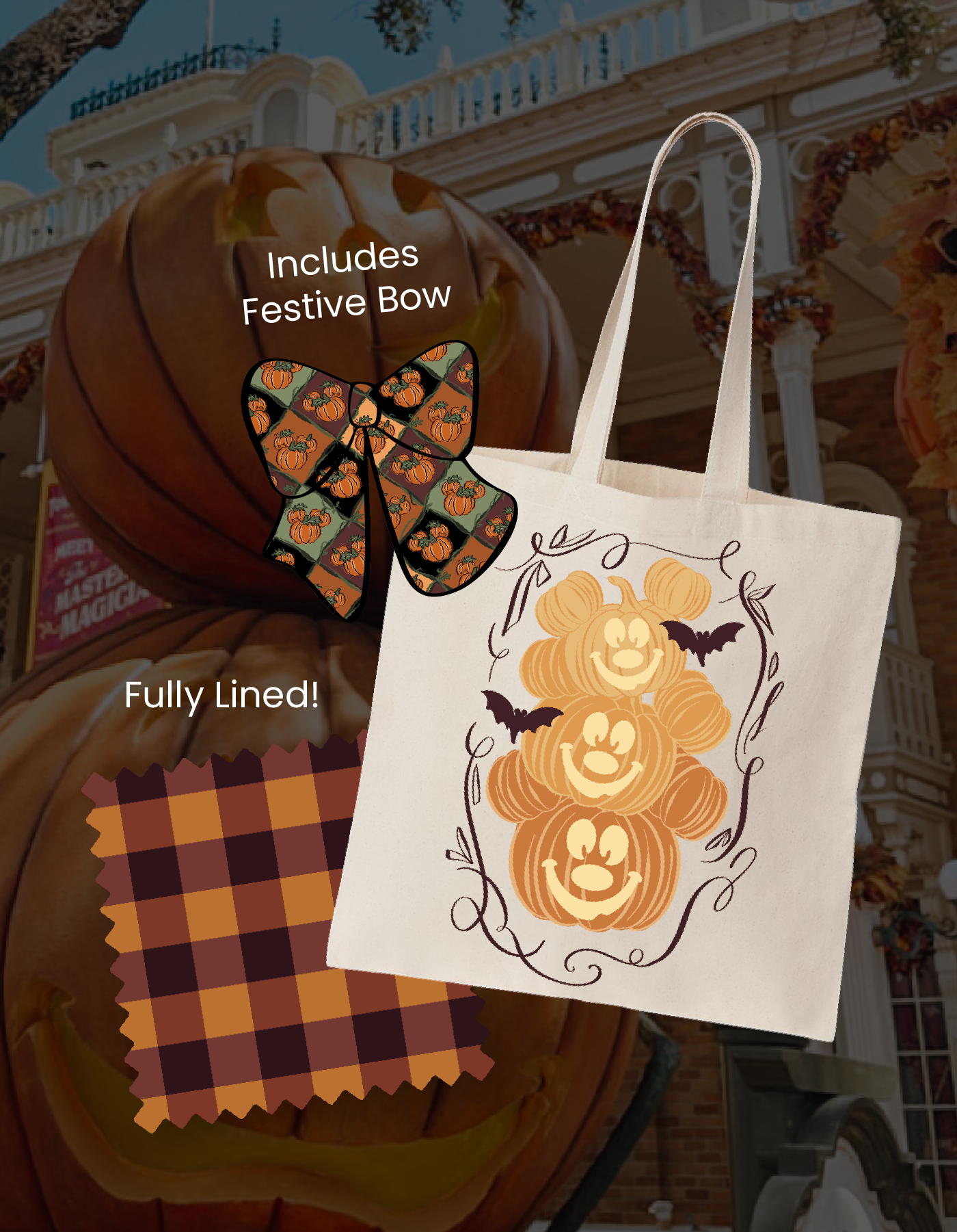 Pumpkin Stack Tote - Natural - PREORDER