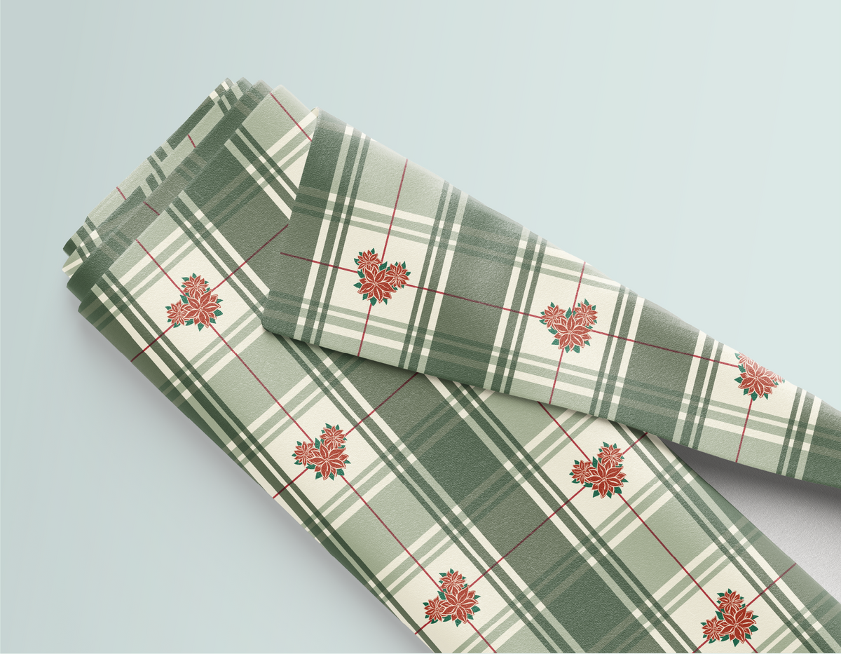 Poinsettia Plaid Fabric - PREORDER