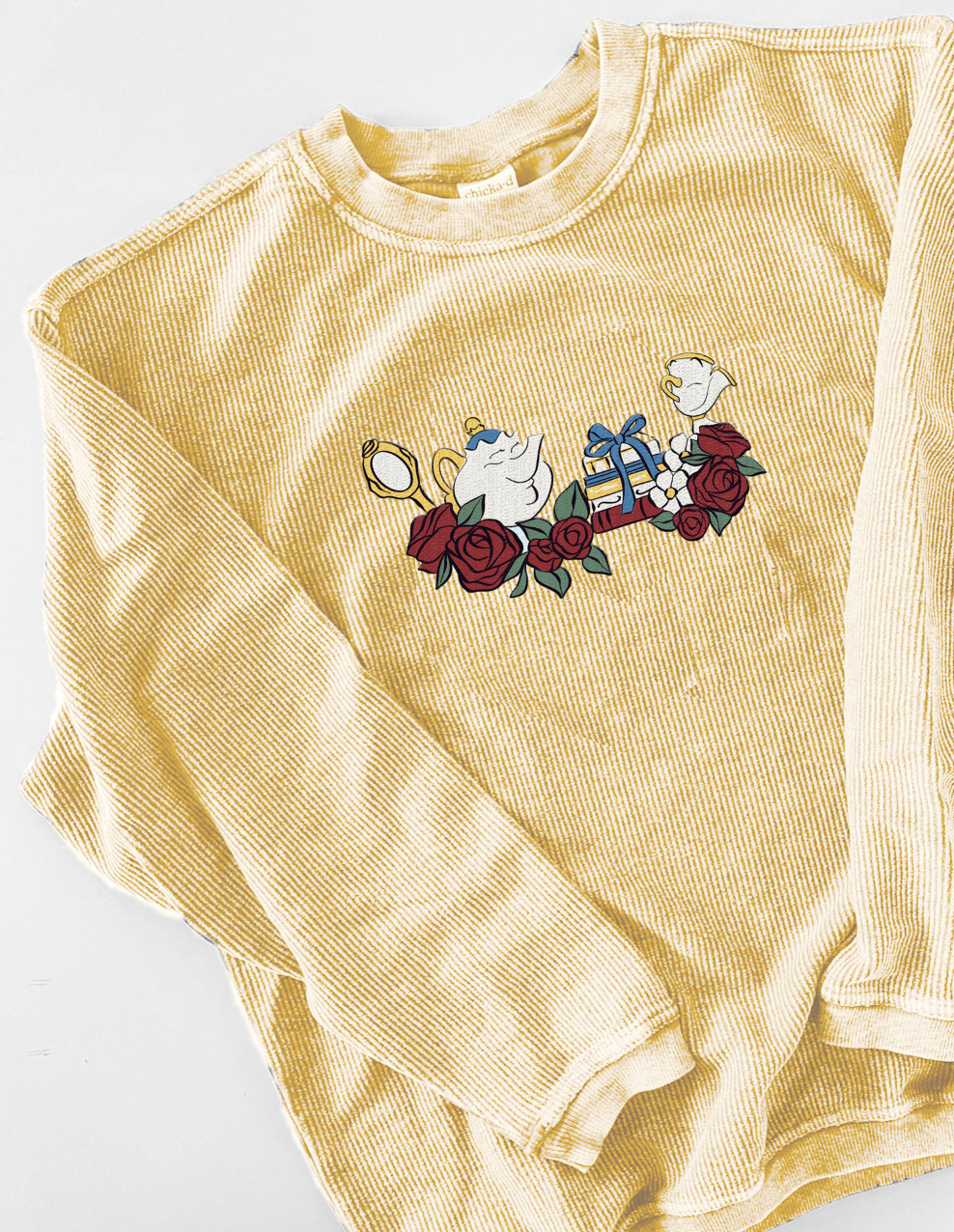 Belle Floral Embroidered Corded Crewneck - PREORDER
