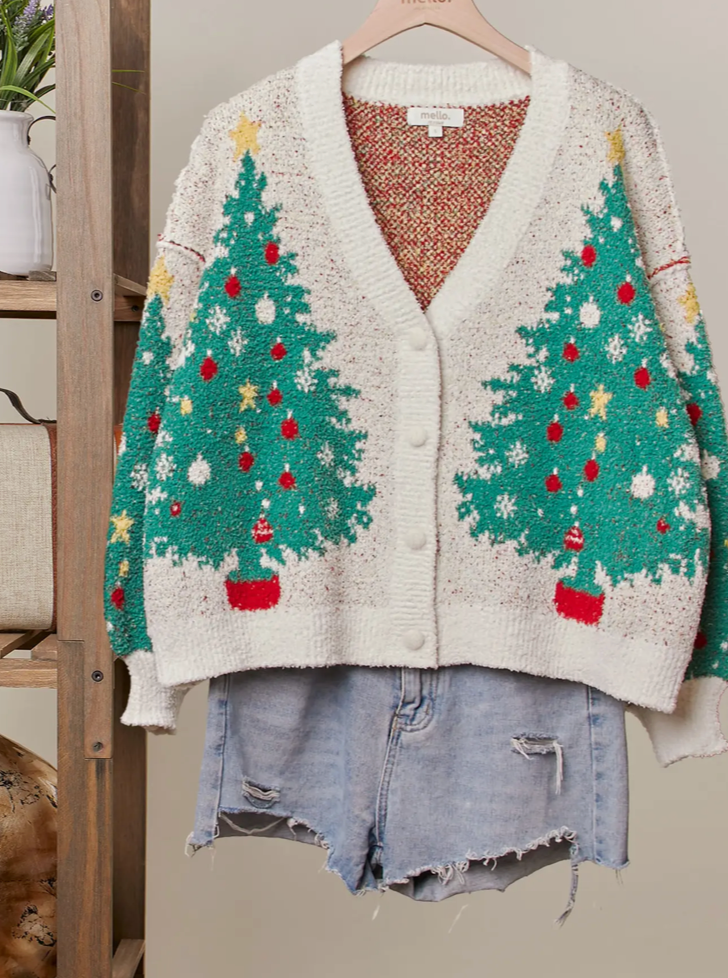 Merry Pine V-Neck Knit Cardigan - PREORDER