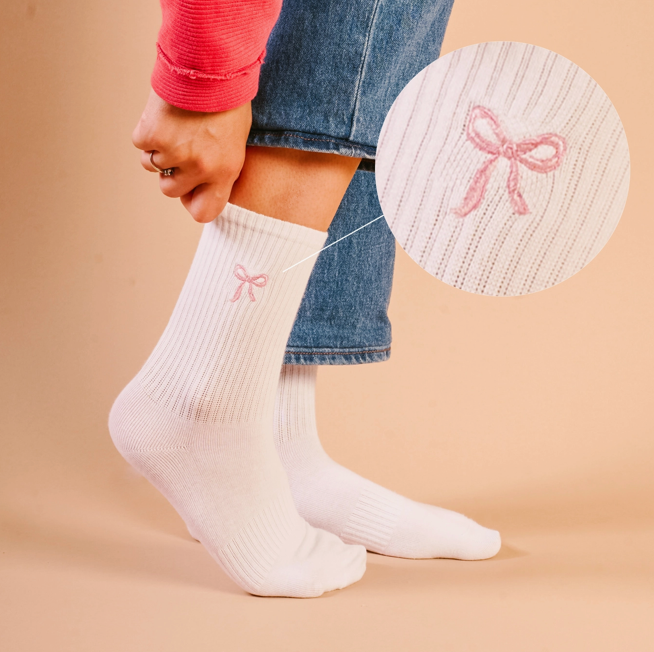 Bow Embroidered Socks