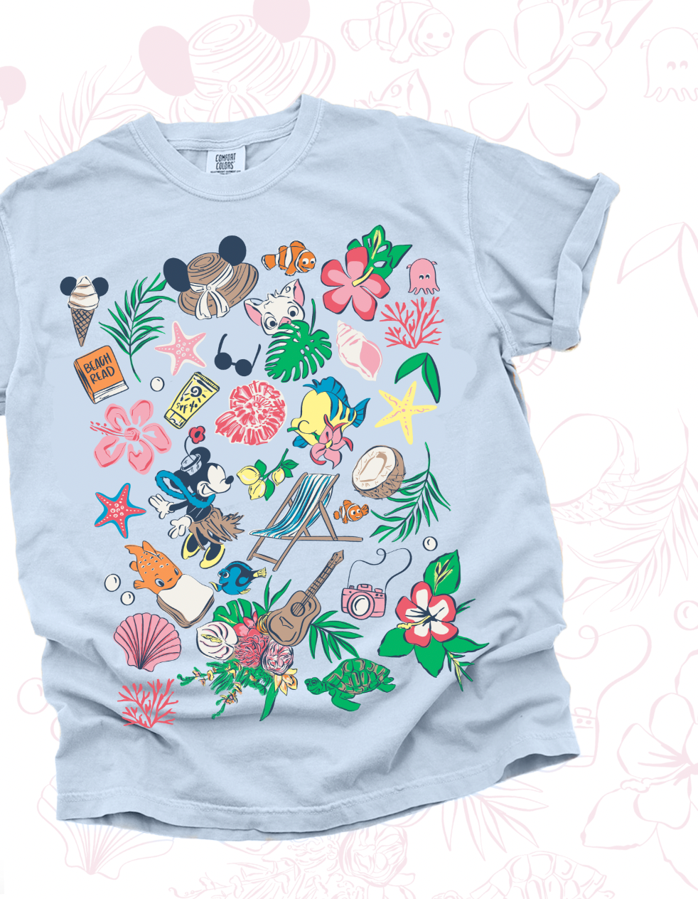 Beach Floral Tee - Hydrangea