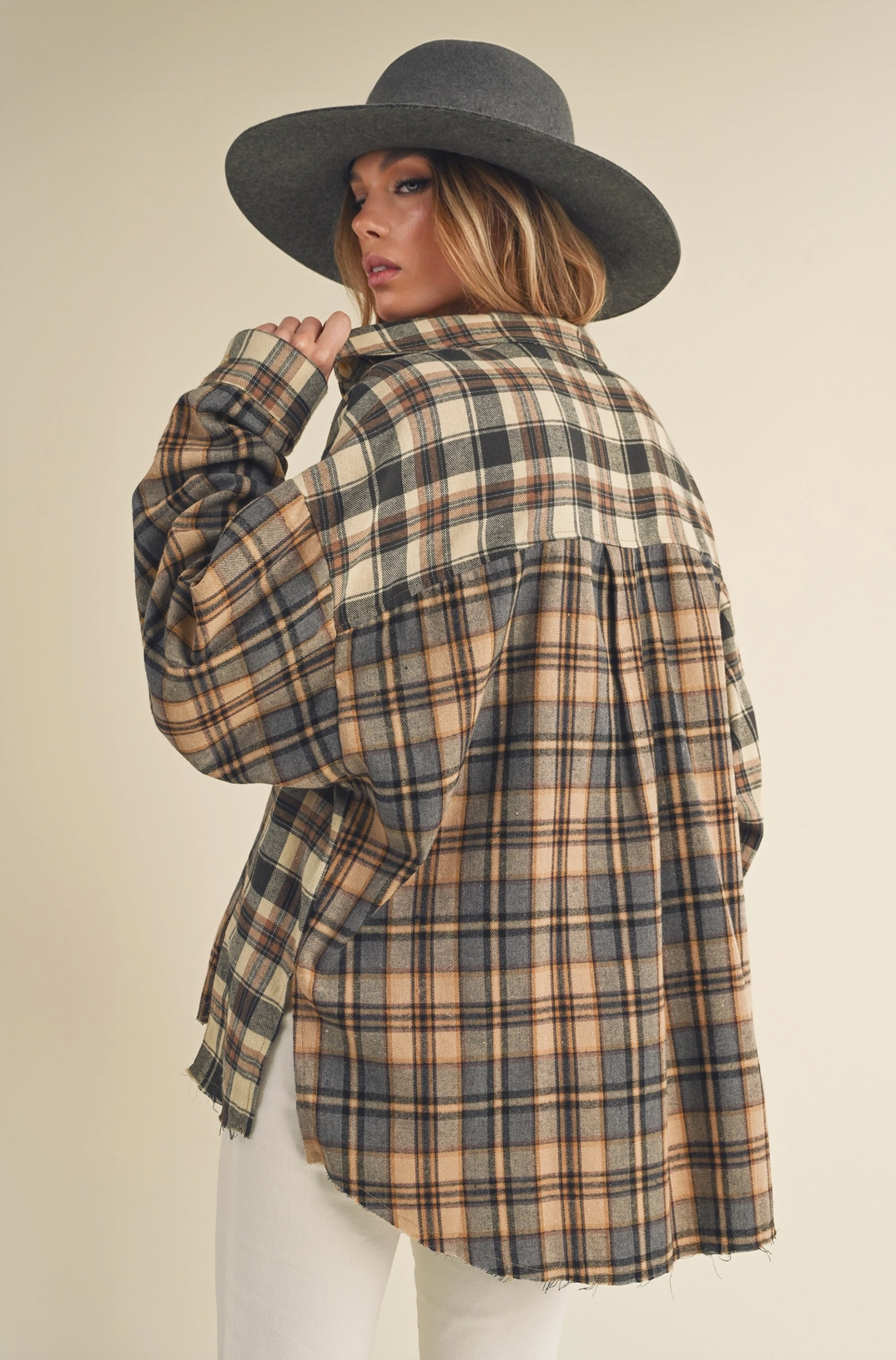 Plaid Flannel Shirt - Oat Plaid- PREORDER