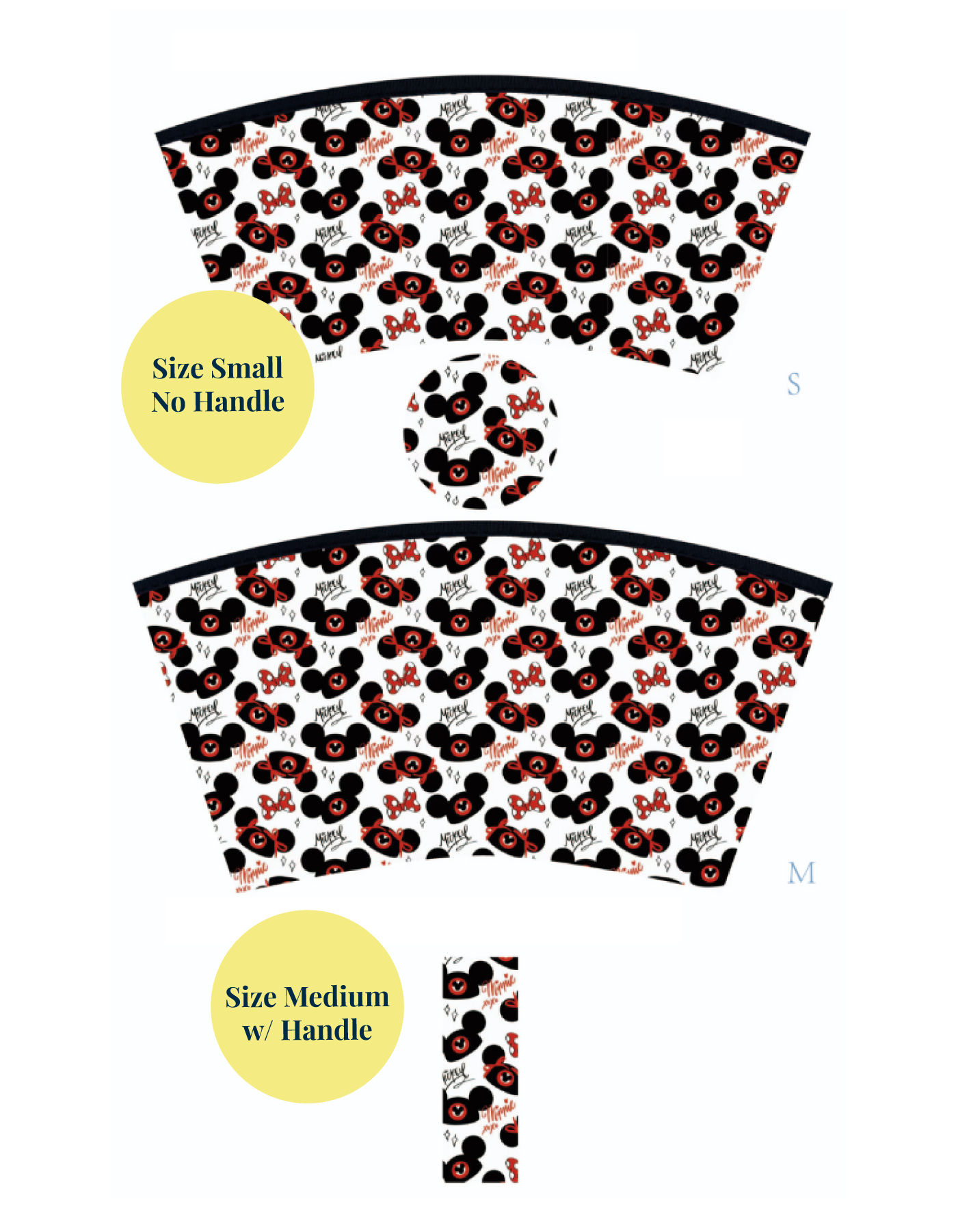 Mouse Ears Autographs Cup Sleeve - White & Black