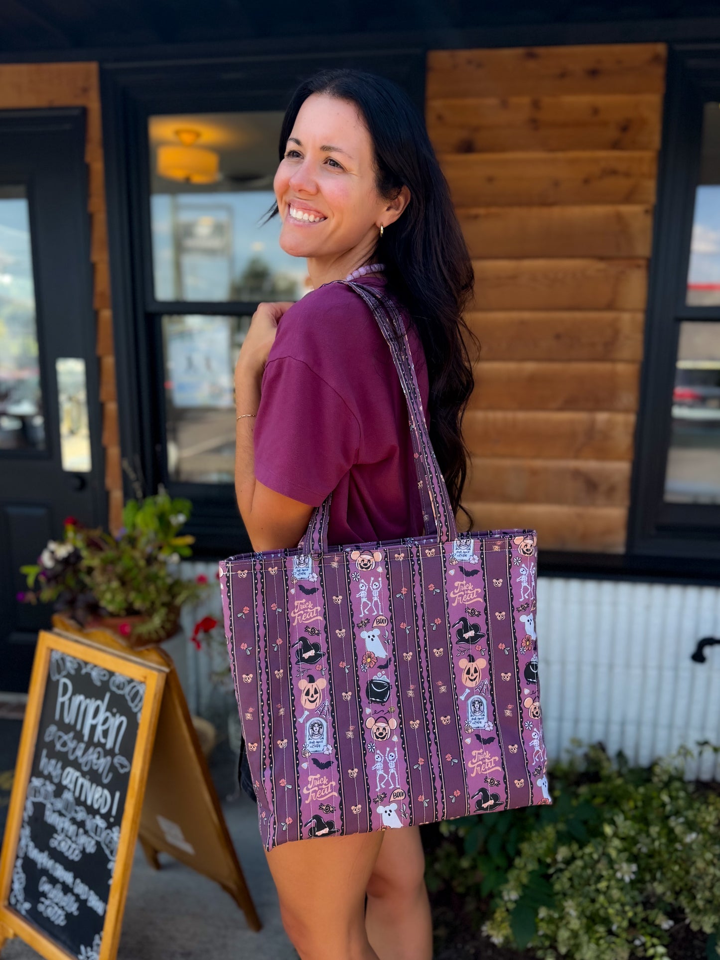 Fall Classic Quilted Tote - Trick or Treat Stripe - PREORDER