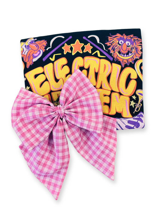 Gingham Large Bow - Pink