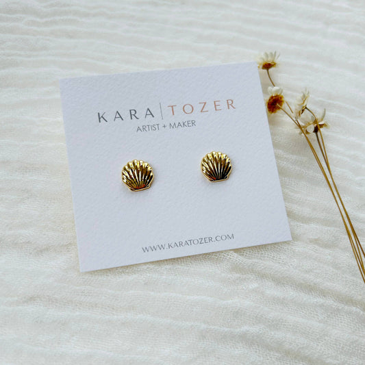 Minimalist Gold Seashell Studs