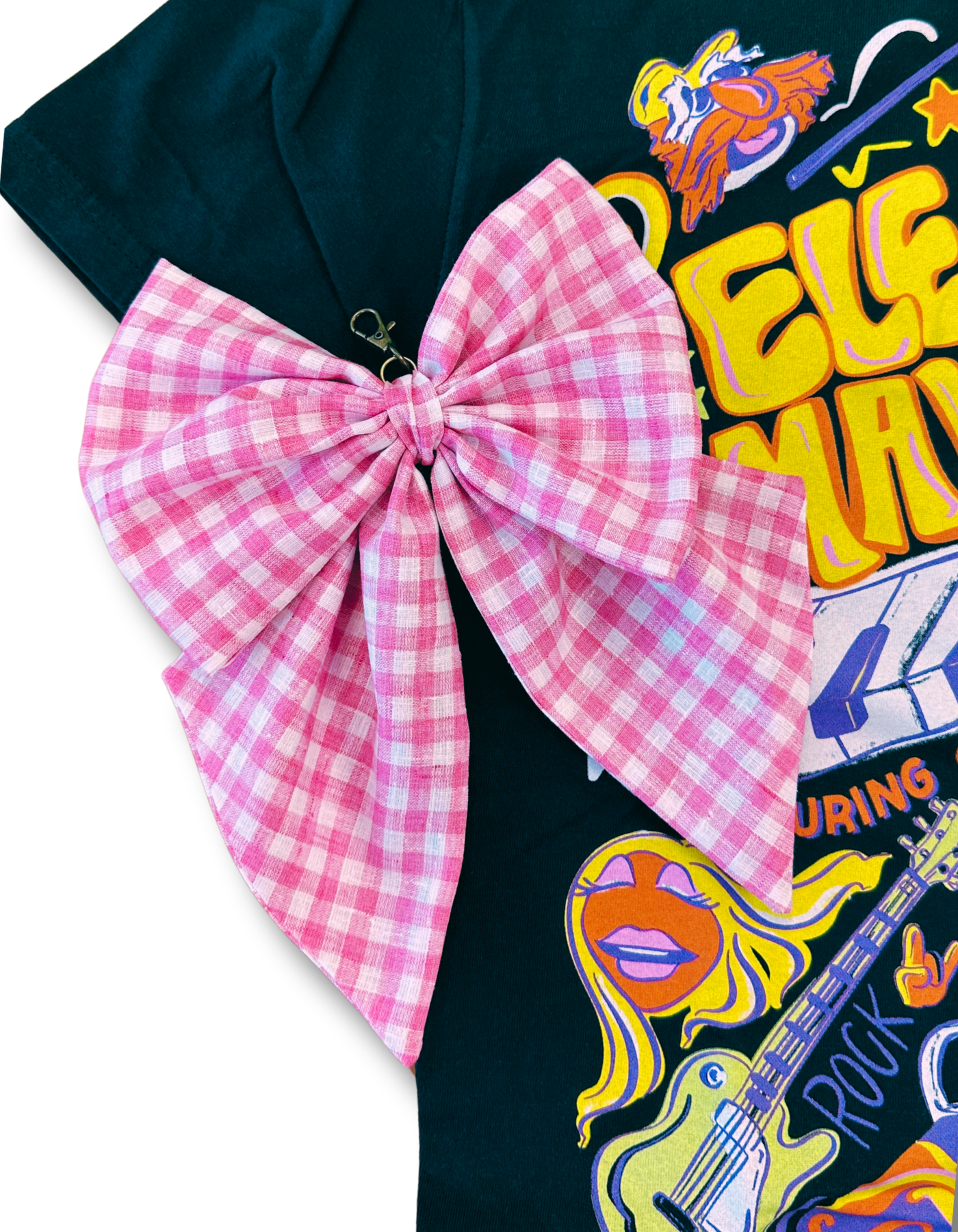 Gingham Large Bow - Pink