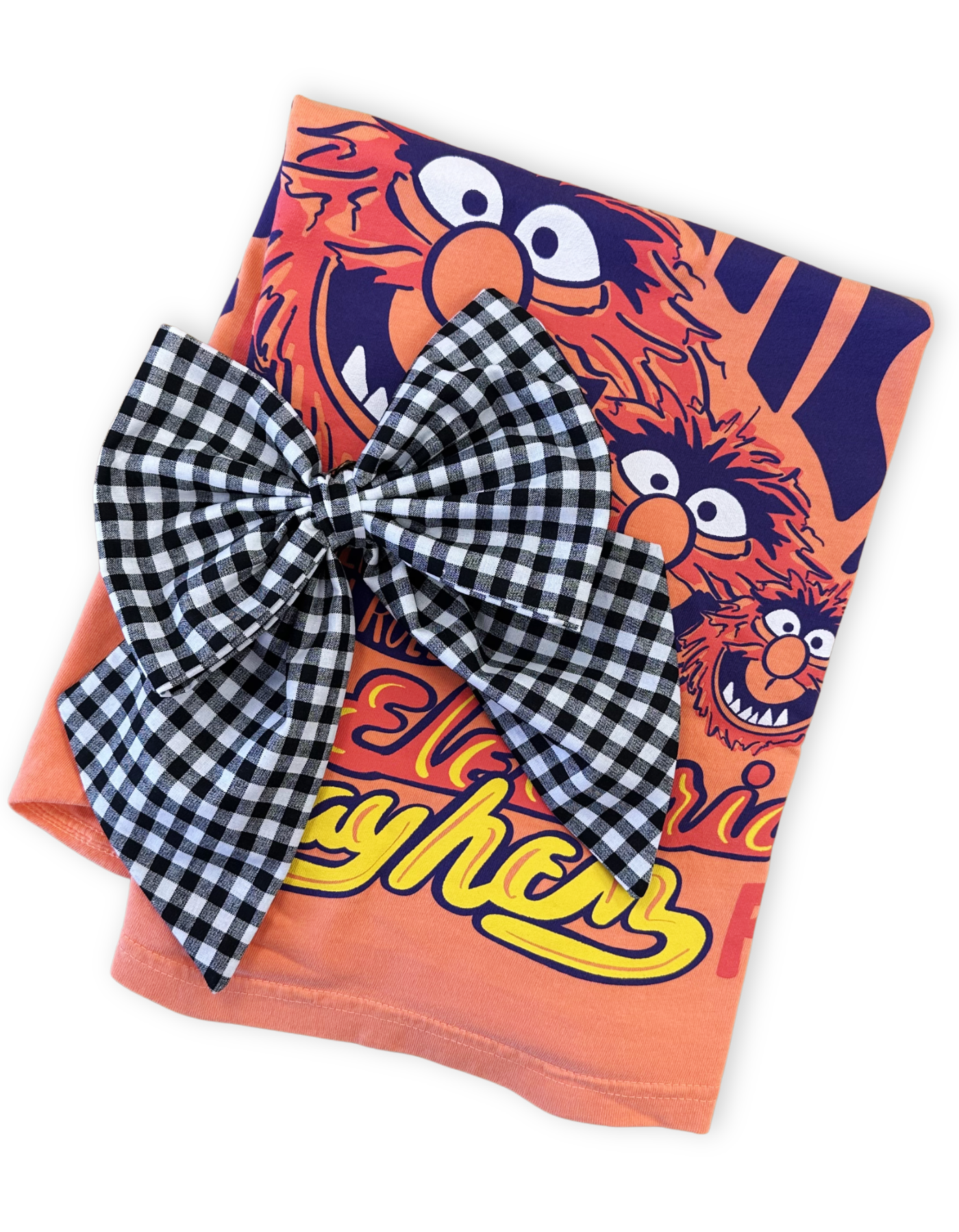 Gingham Large Bow - Black