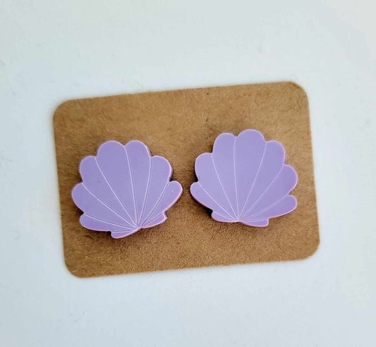 Purple Shell Stud Earrings x Timber and Textiles