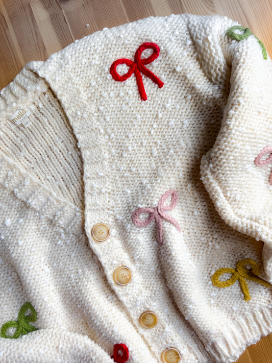 Ribbon Patched Button Down Cardigan - PREORDER