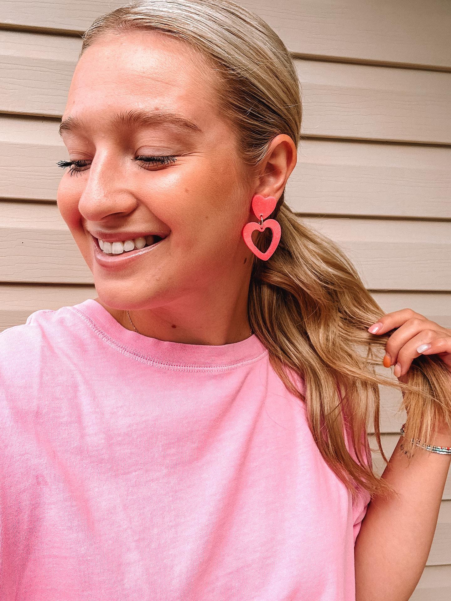 Pink Heart Dangle x Clay Chic Earrings