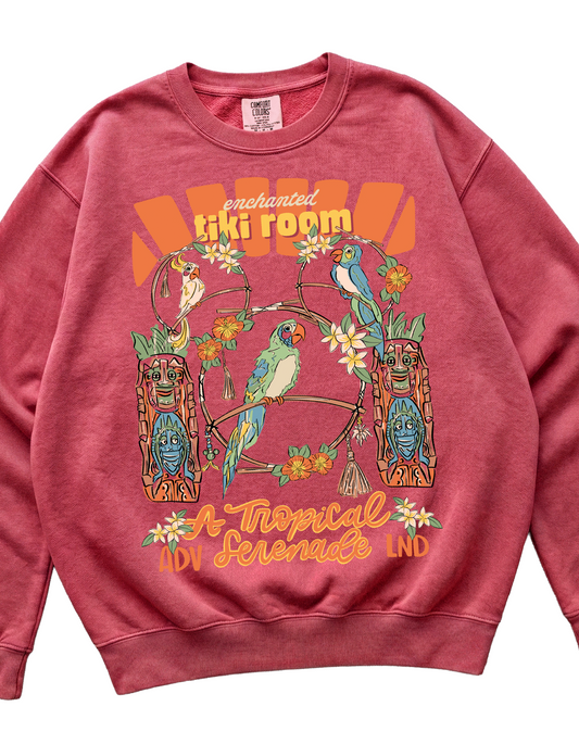 Tiki Birds Sweatshirt - Crimson
