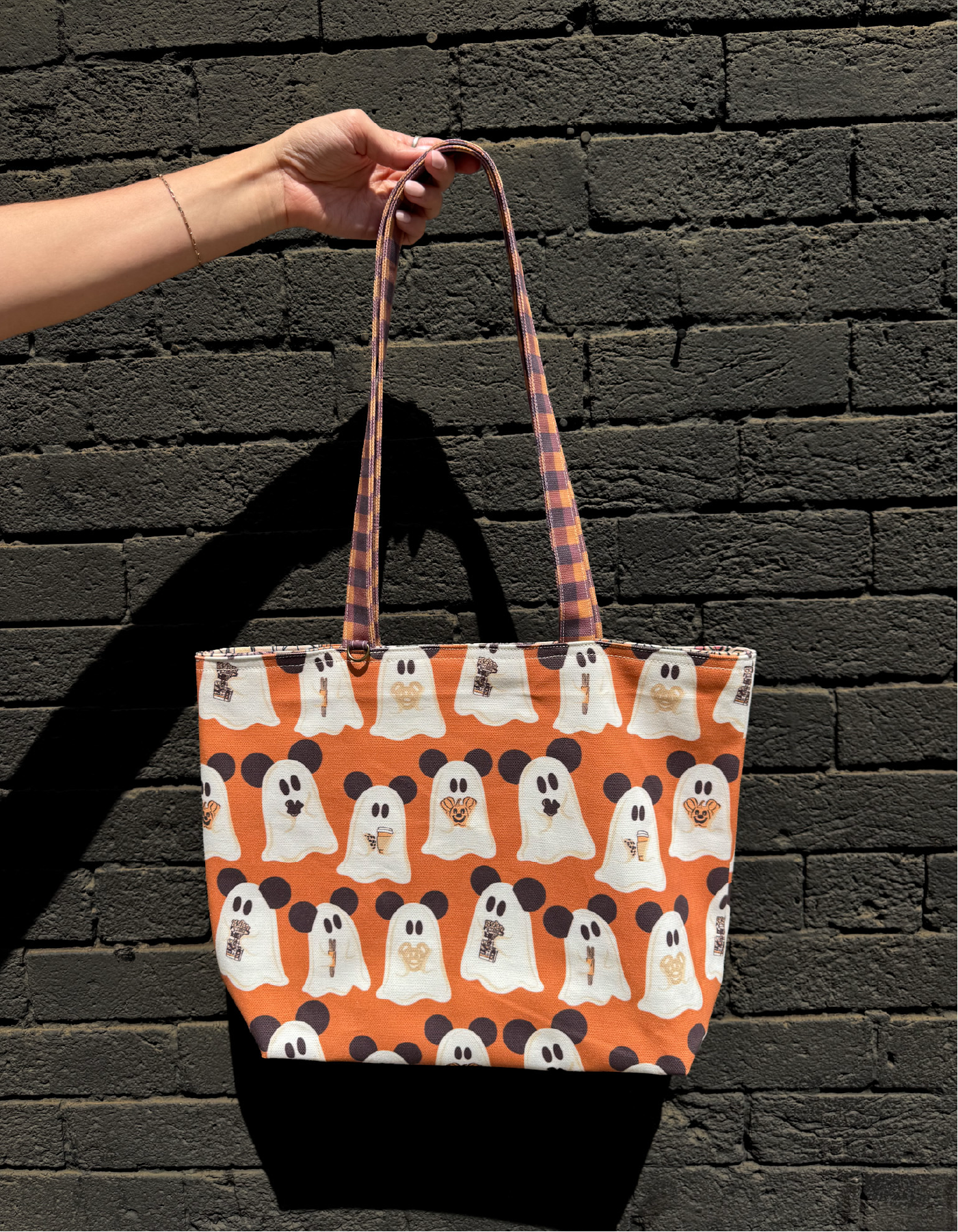 Fall Reversible Canvas Tote - Ghosts with Floral Daylight - PREORDER