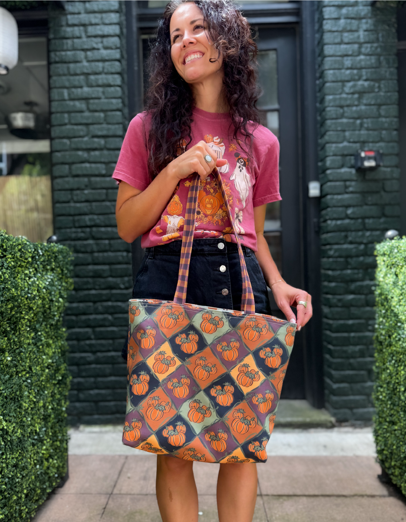 Fall Reversible Canvas Tote - Ghosts with Argyle - PREORDER