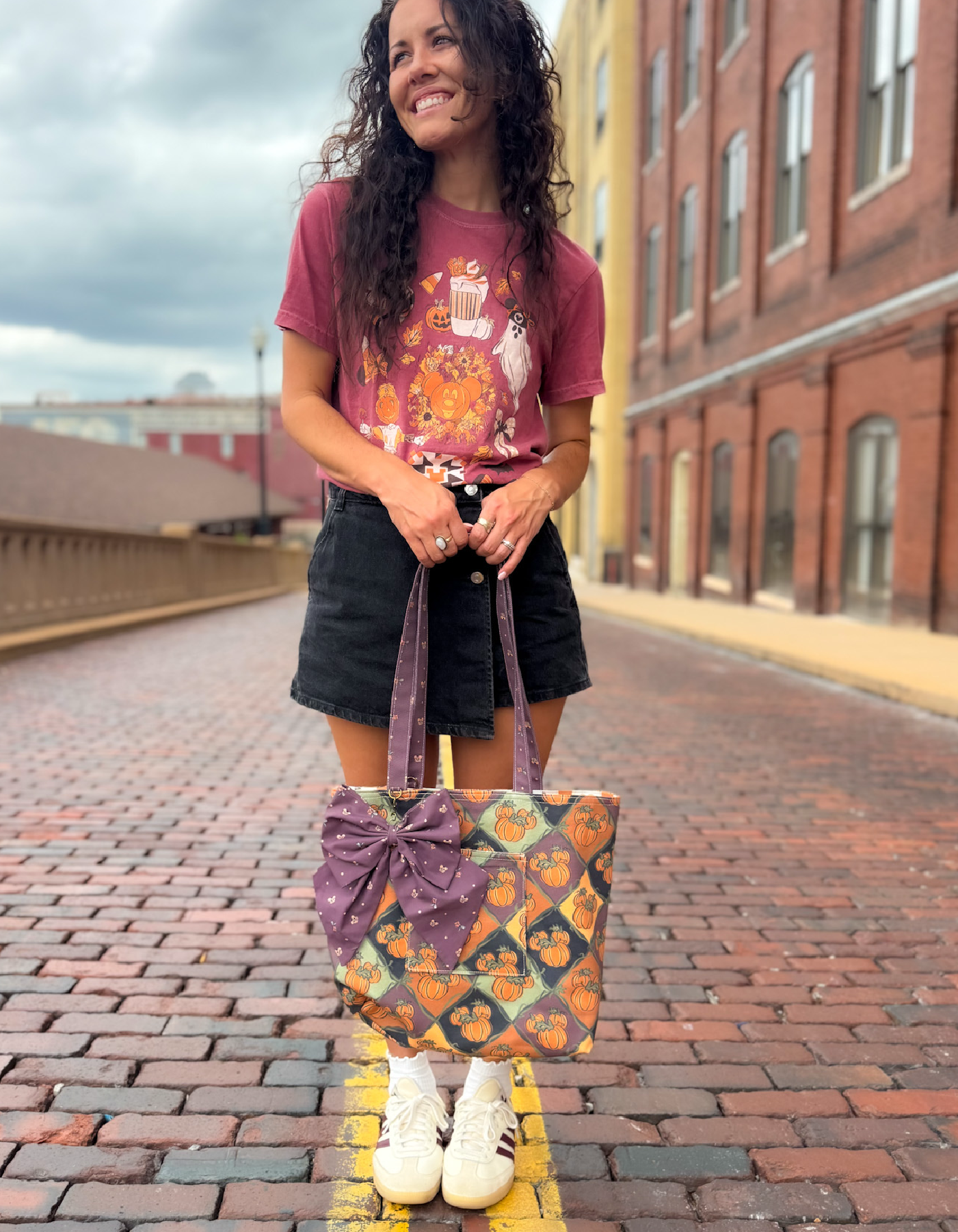 Fall Reversible Canvas Tote - Ghosts with Argyle - PREORDER