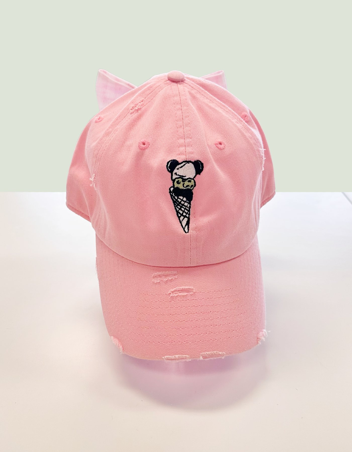 Beaches & Cream Hat With Bow - Pink Hat & Light Pink Gingham Bow