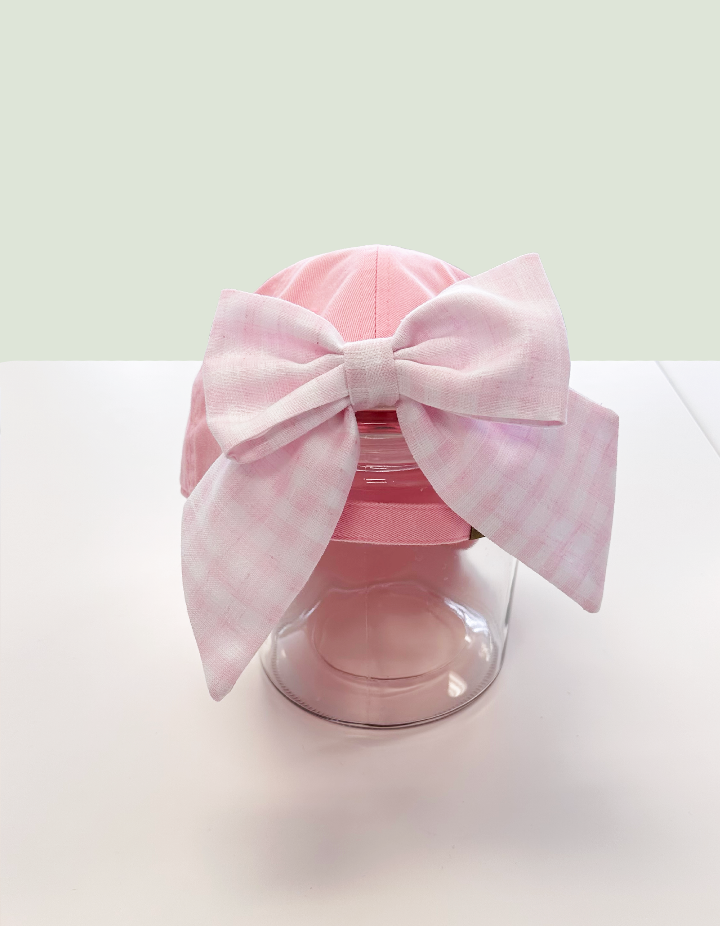 Beaches & Cream Hat With Bow - Pink Hat & Light Pink Gingham Bow