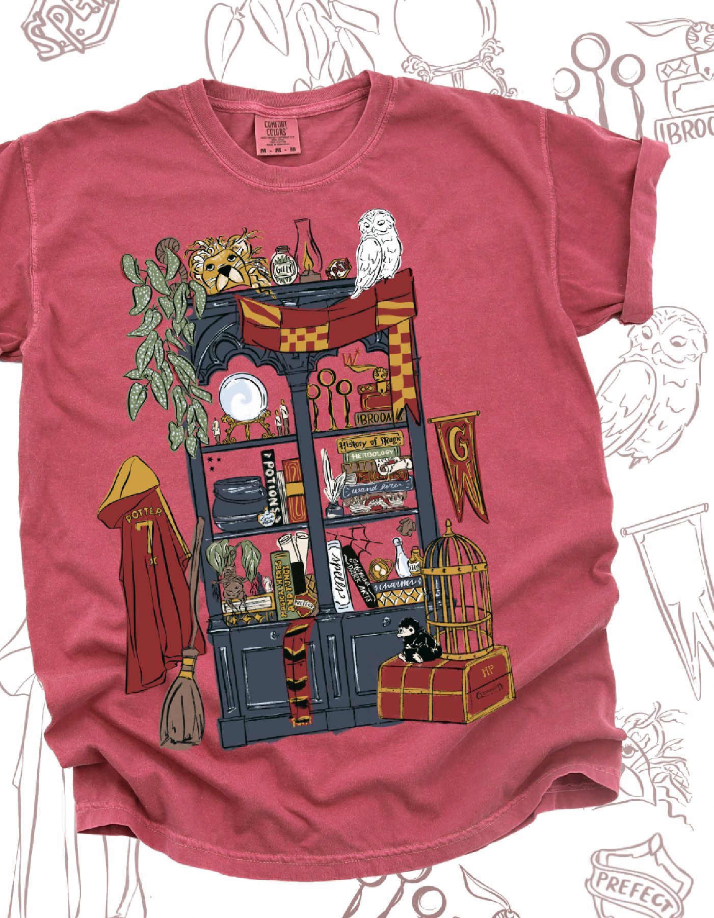 Brave Common Room Bookcase Tee - Crimson
