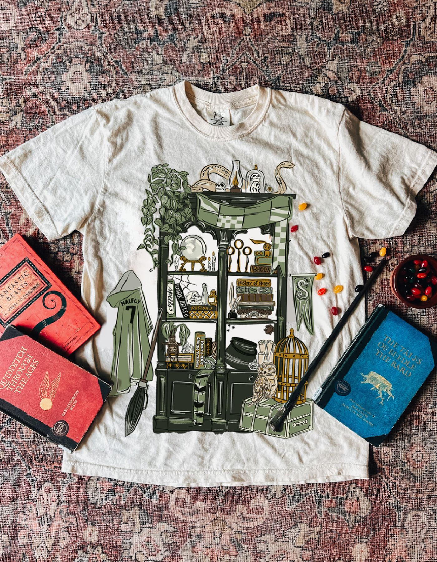 Cunning Common Room Bookcase Tee - Ivory - PREORDER