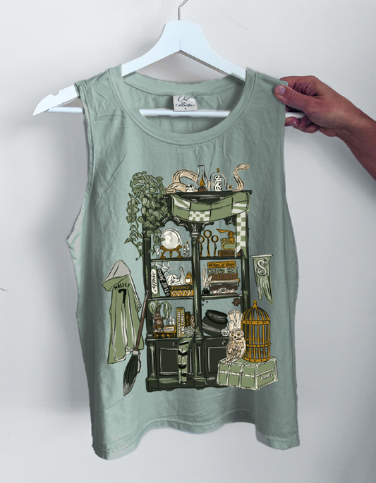 Cunning Common Room Bookcase Mineral Wash Tank - Green