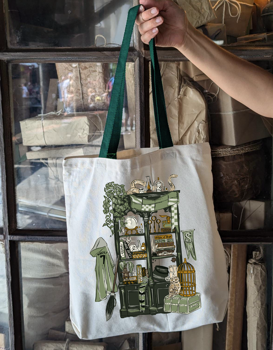 Cunning Common Room Bookcase Tote - Green Straps