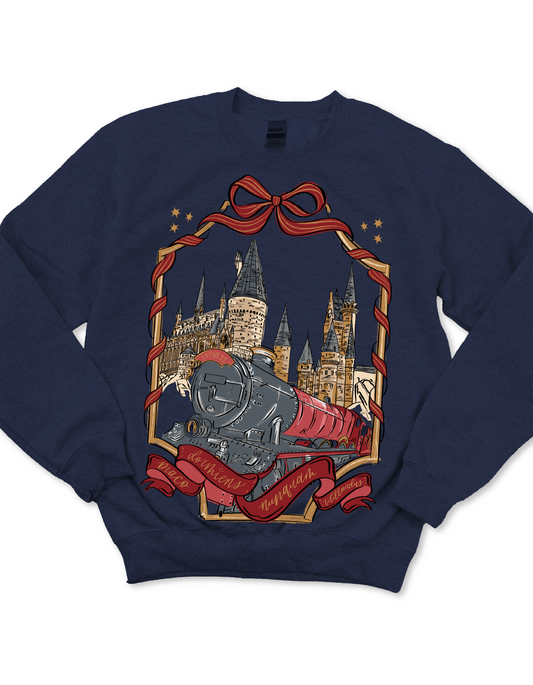 Bows and Borders Wizard Castle Express Sweatshirt - Navy - PREORDER