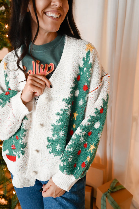 Merry Pine V-Neck Knit Cardigan