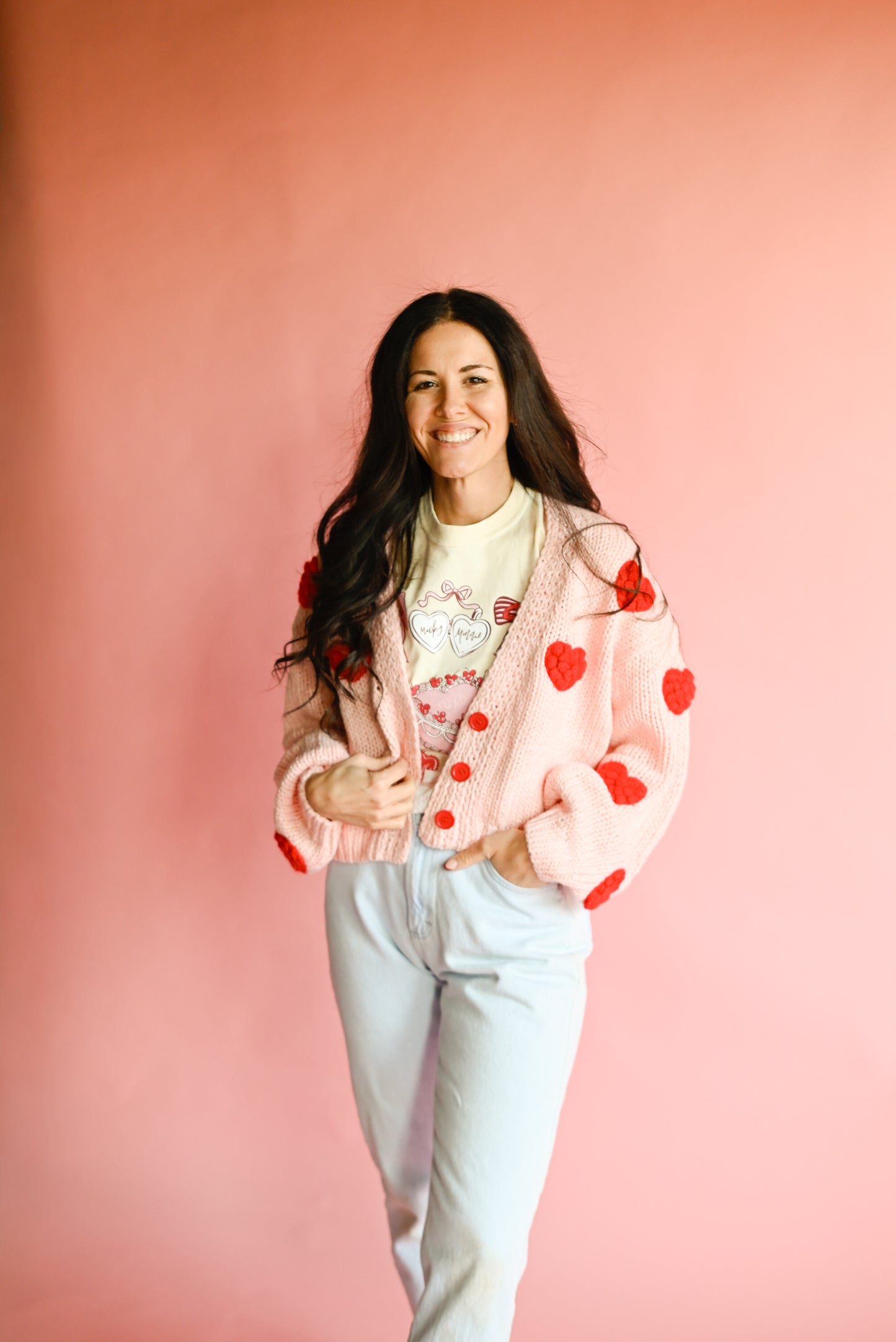 Pink Heart Cardigan