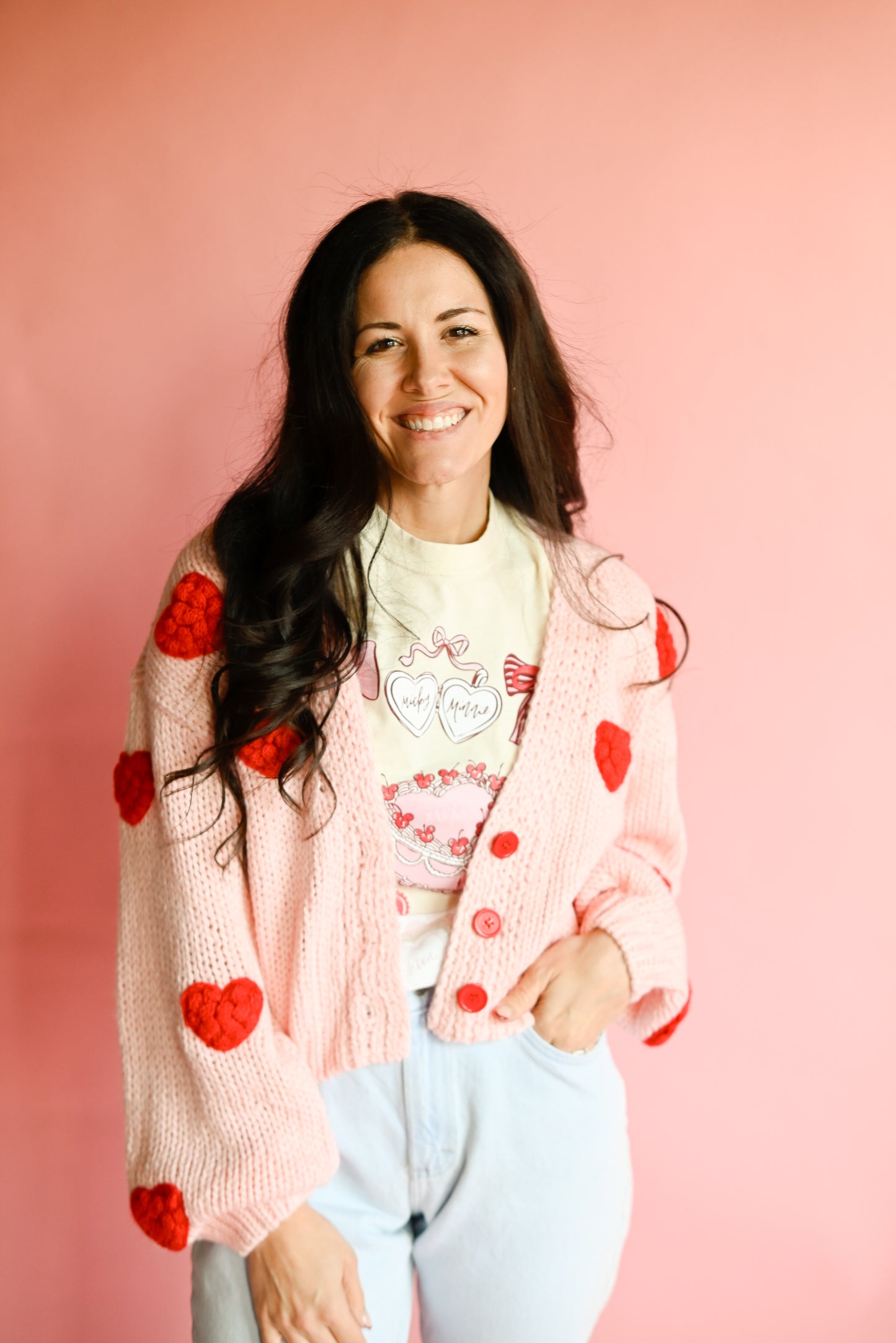 Pink Heart Cardigan