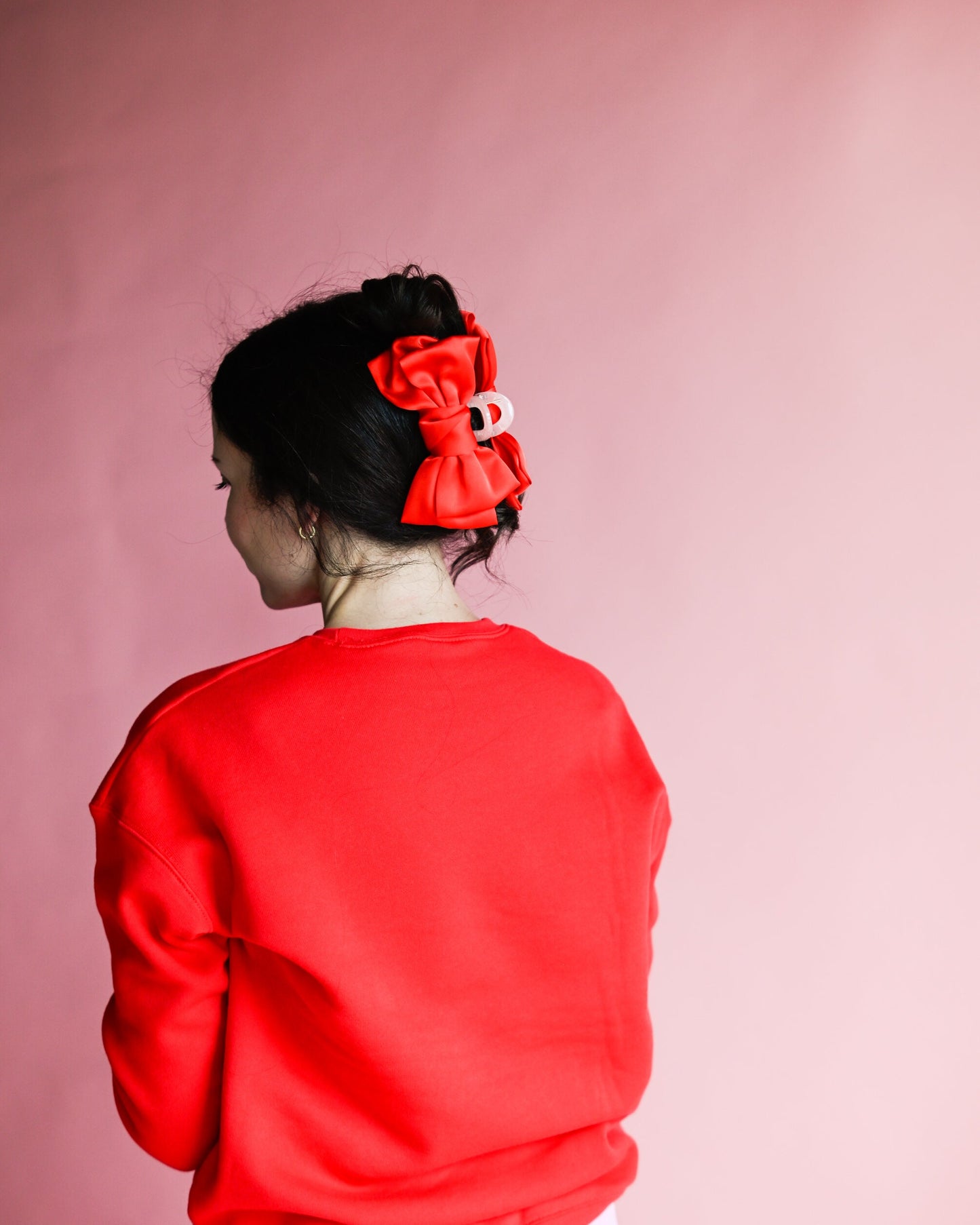 Satin Bow Claw Clip - Red