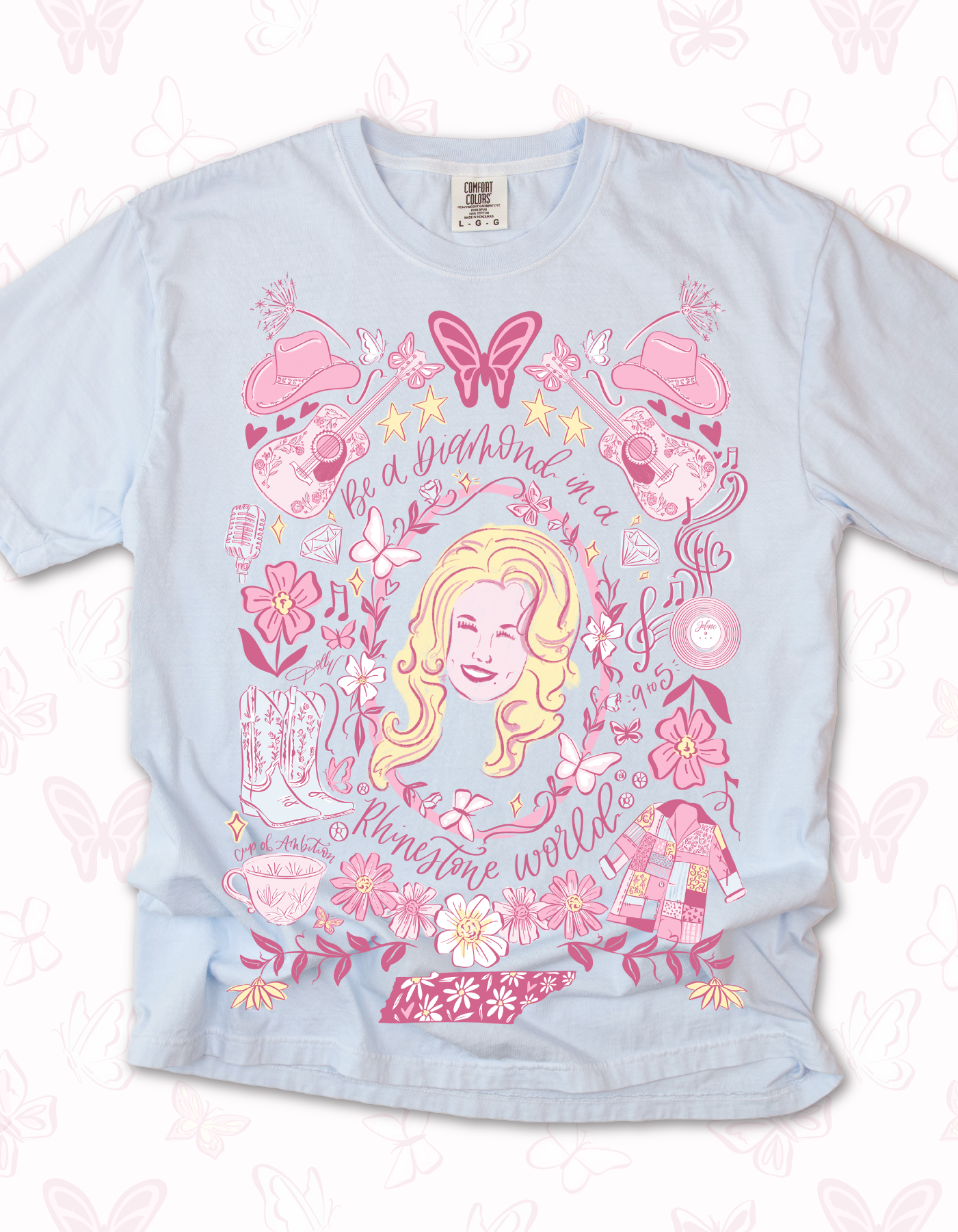 Dolly Parton Be a Diamond Tee - Hydrangea - PREORDER