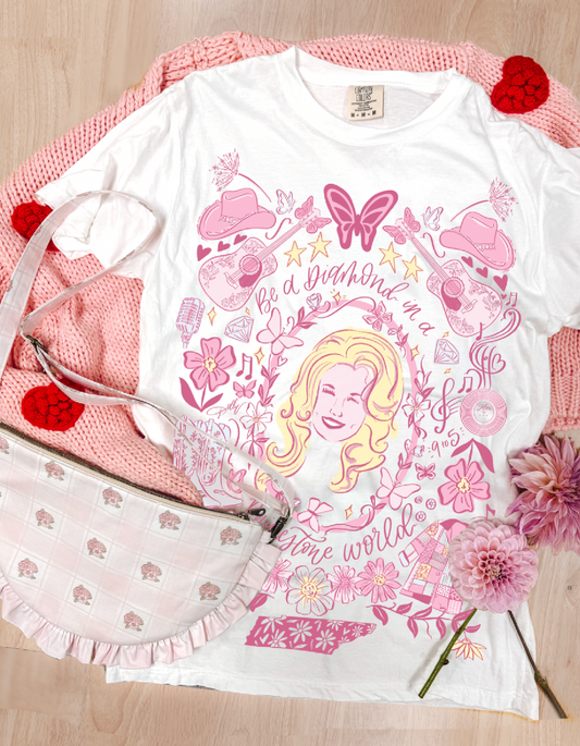 Dolly Parton Be a Diamond Tee - White - PREORDER