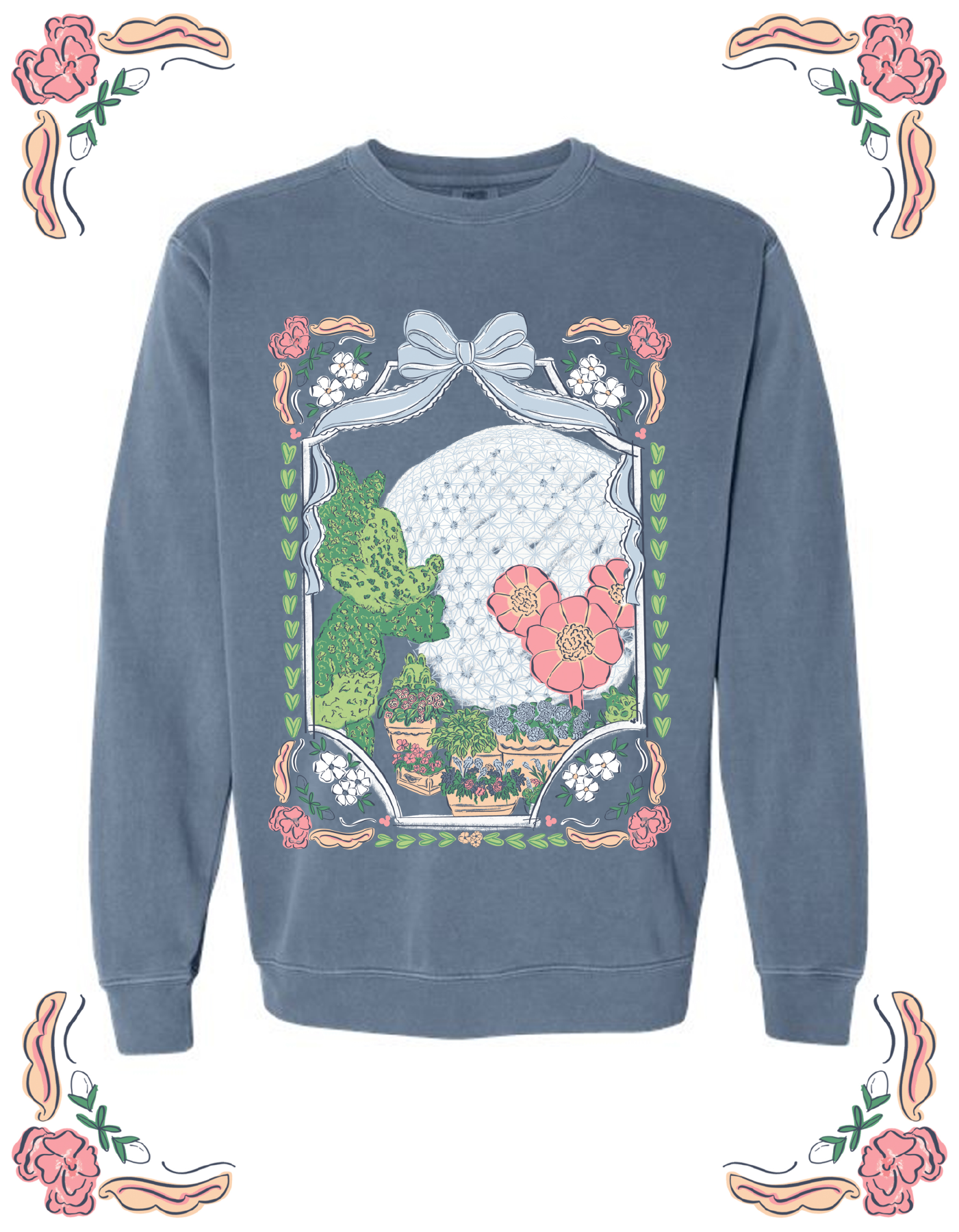 Garden Bows and Borders CC Sweatshirt - Blue Jean